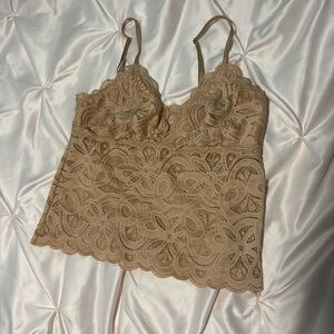 Aerie Tan Lace Tank Top